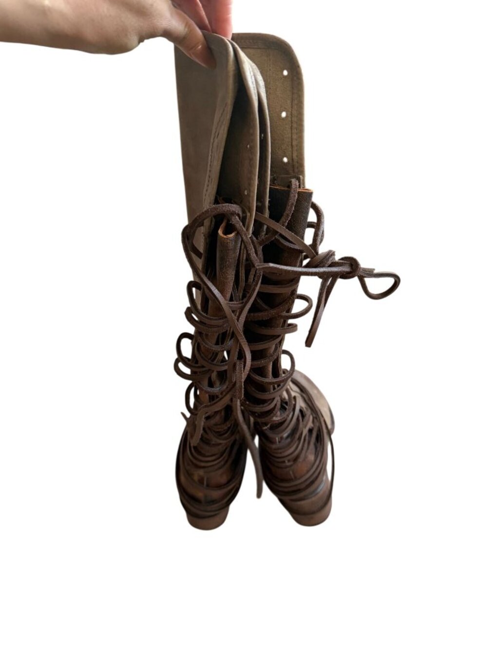 ALDO Brown Sueded Knee High Laceup Boots Size US 7 - Picture 8 of 8